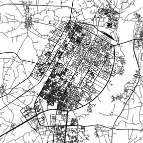 Black and white road map of Gandhinagar India