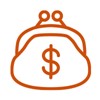 Orange outlined illustration of a changepurse