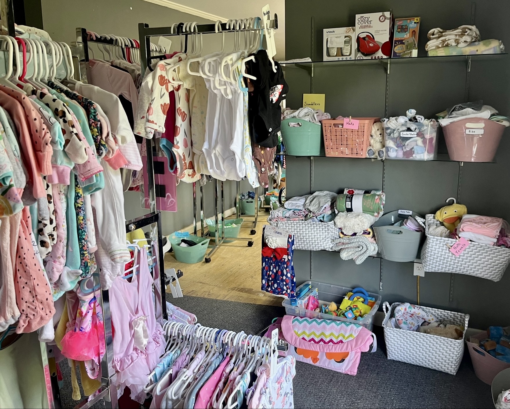 The clothing closet is well stocked at the new nonprofit.