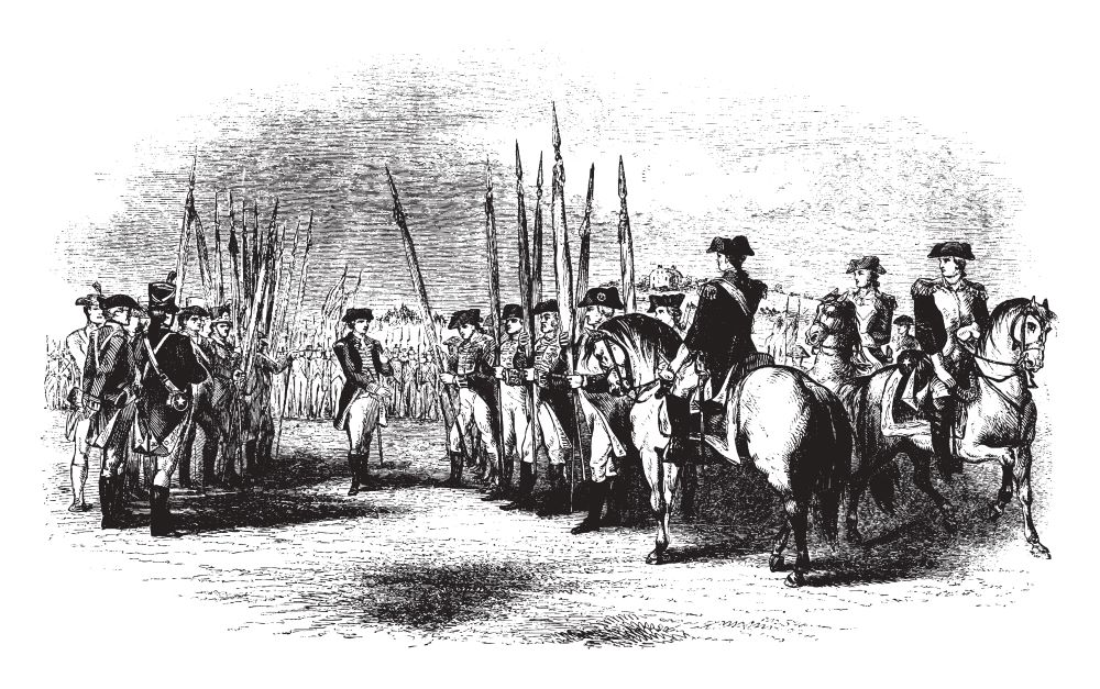 Illustration of the British surrender during the American Revolution