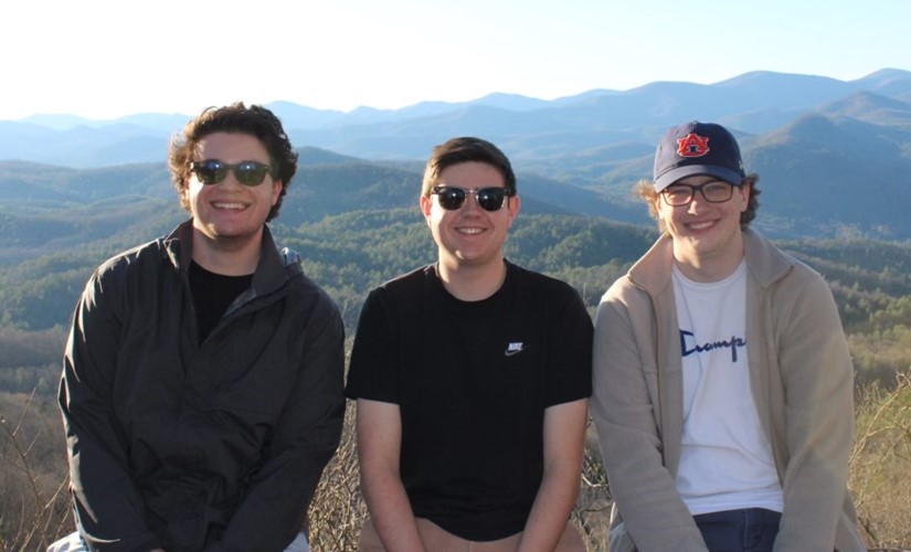 Weston Ball, Colin Beyersdorf and Zach Card in the Blue Ridge mountains