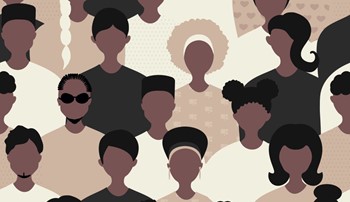 Illustrated silhouettes of Black Americans standing together