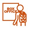 Orange outlined illustration of a student with a backpack in front of the box office window