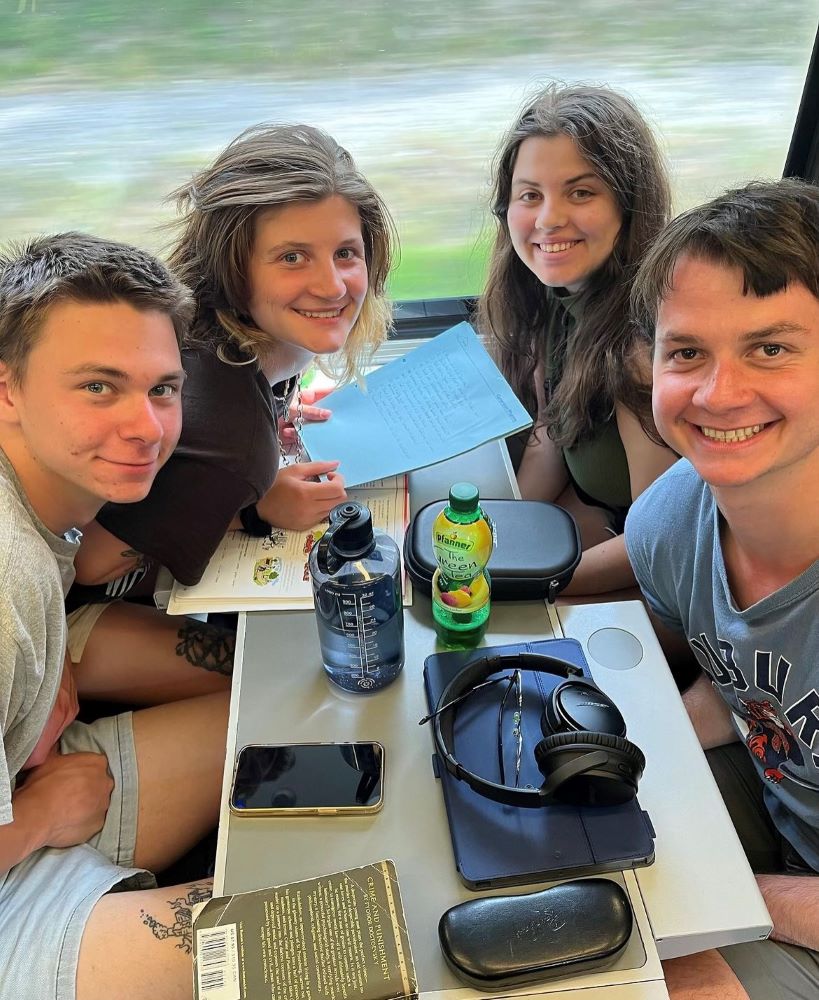 Students travel by train in Vienna