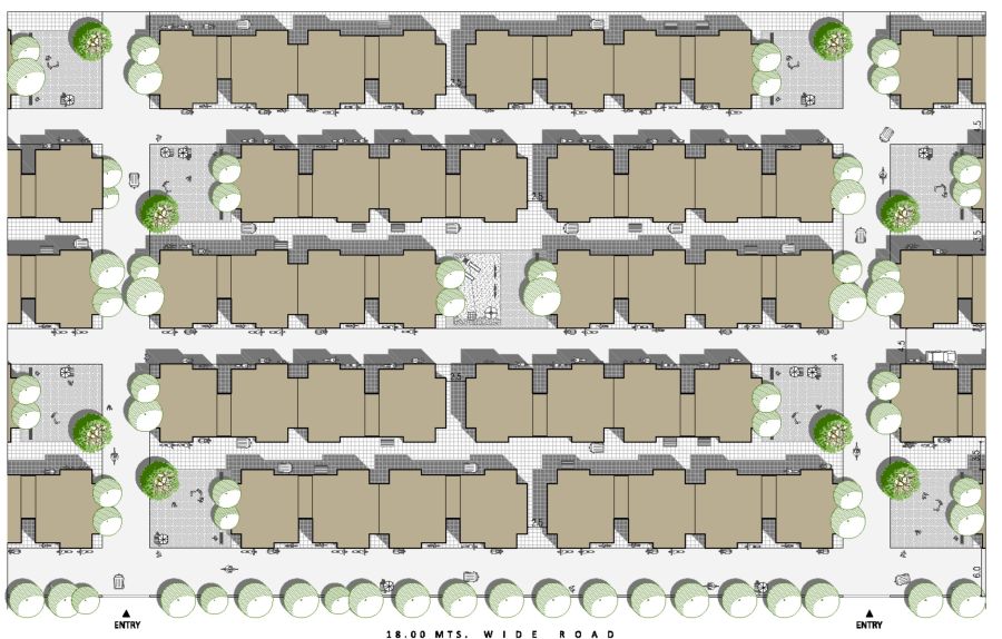 aerial view of an architectural drawing of a neighborhood