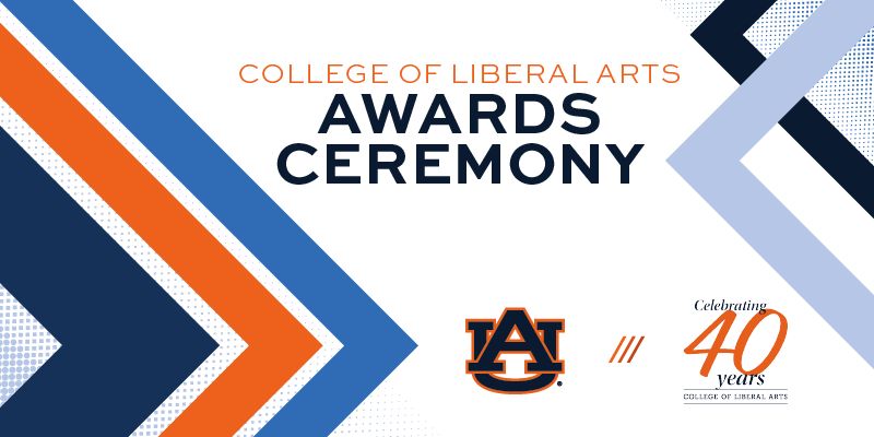 Arrows in the background with the text College of Liberal Arts Awards Ceremony