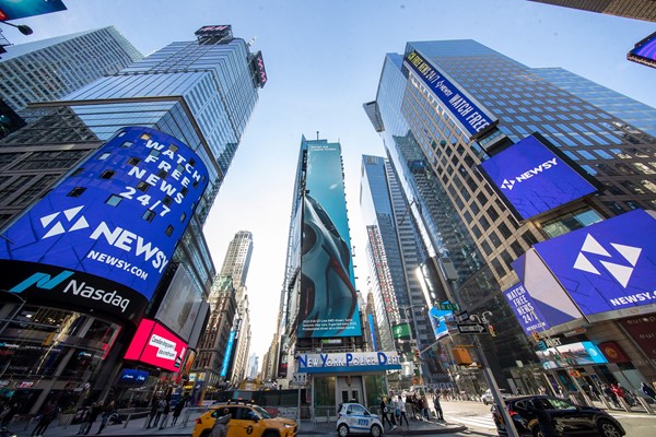 Newsy advertisements in Times Square