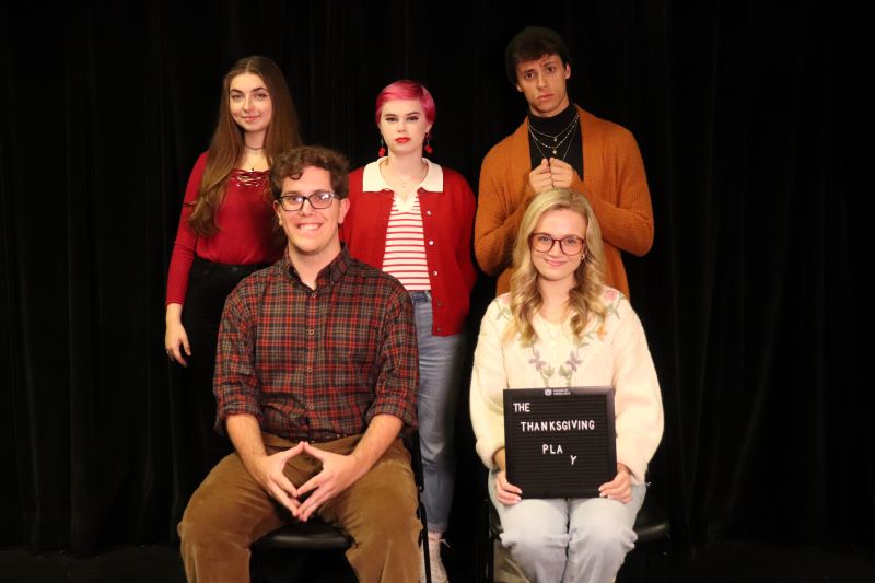 The cast of The Thanksgiving Play in costume