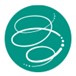 Teal circle with white outlined wind spiral icon in the center