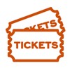 Orange outlined illustration of two tickets