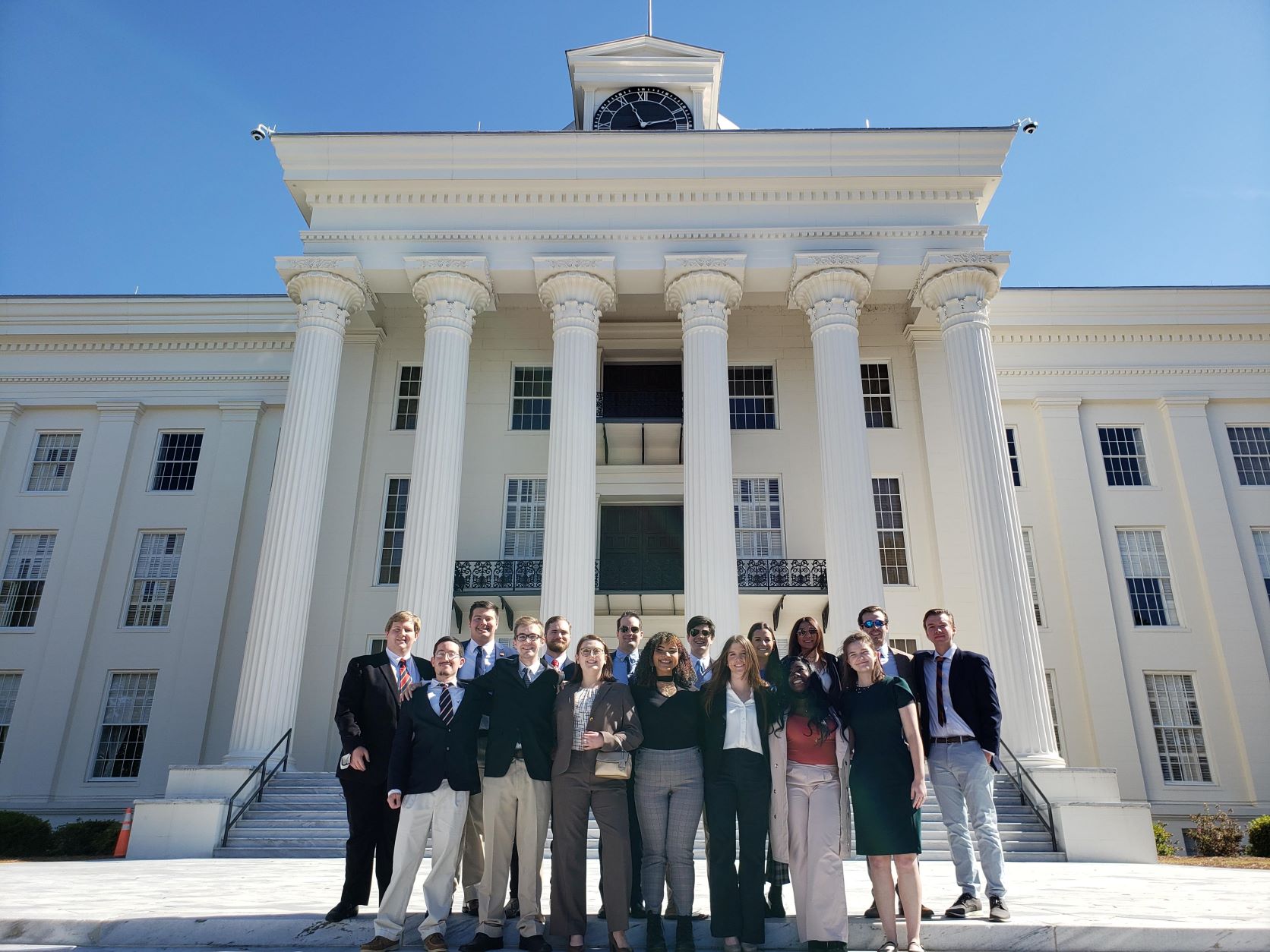 CLA students stand outside the Alabama State House