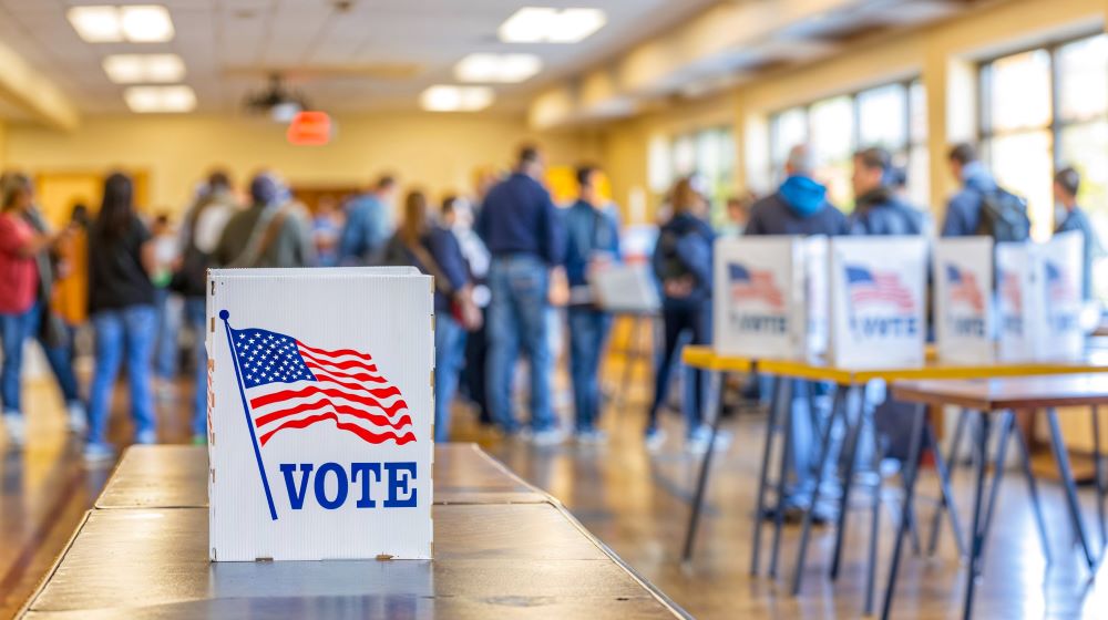 Busy polling station on Election Day