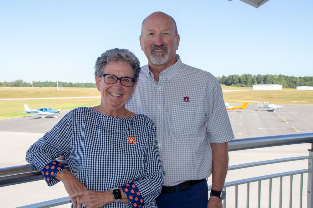 Mike and Leann Rowe visiting the Auburn University Regional Airport