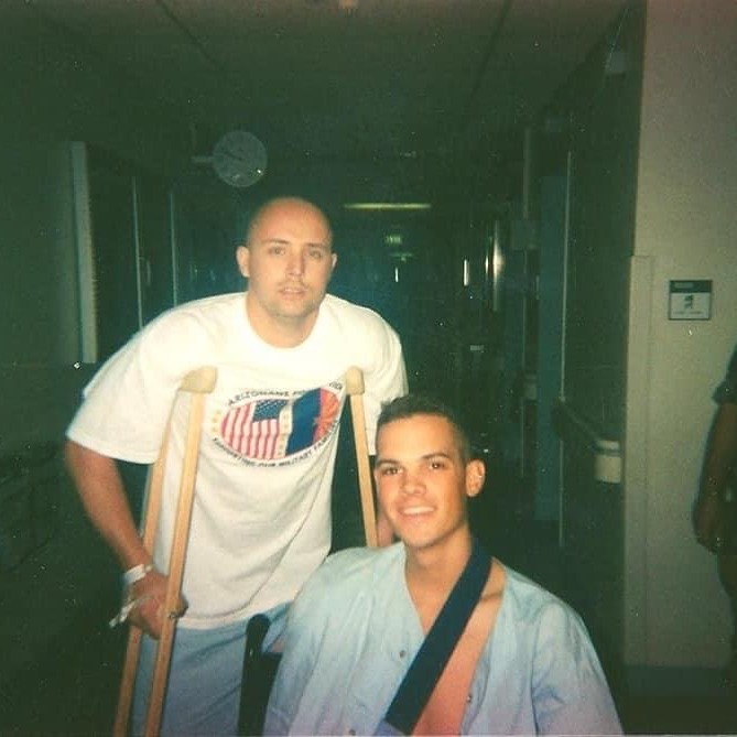 Todd Rauch with his roommate in the hospital
