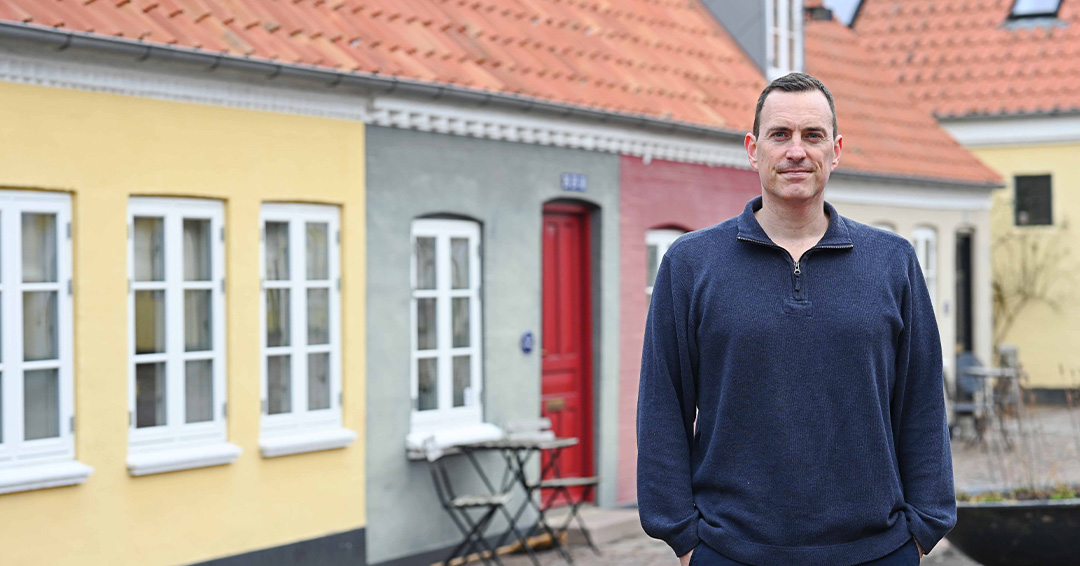 Xaq Frohlich in the neighborhood surrounding the Hans Christian Andersen Museum in Odense, Denmark.