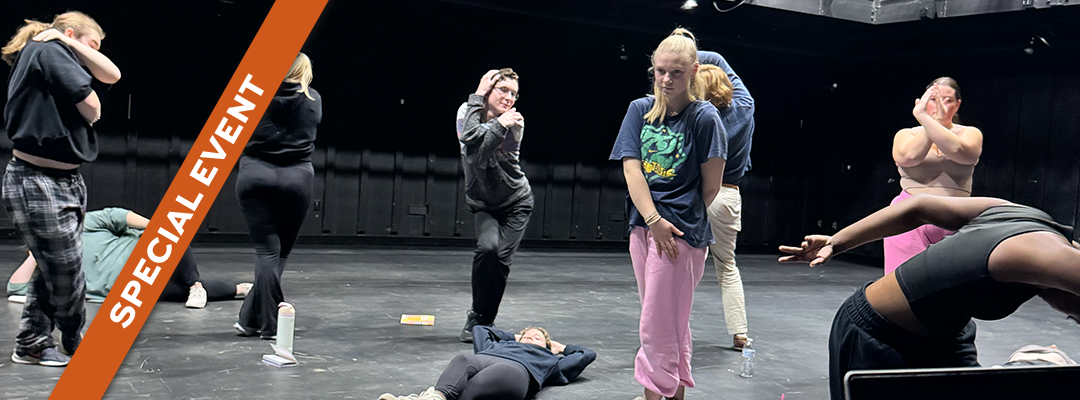 Students devising material in the Blackbox theatre