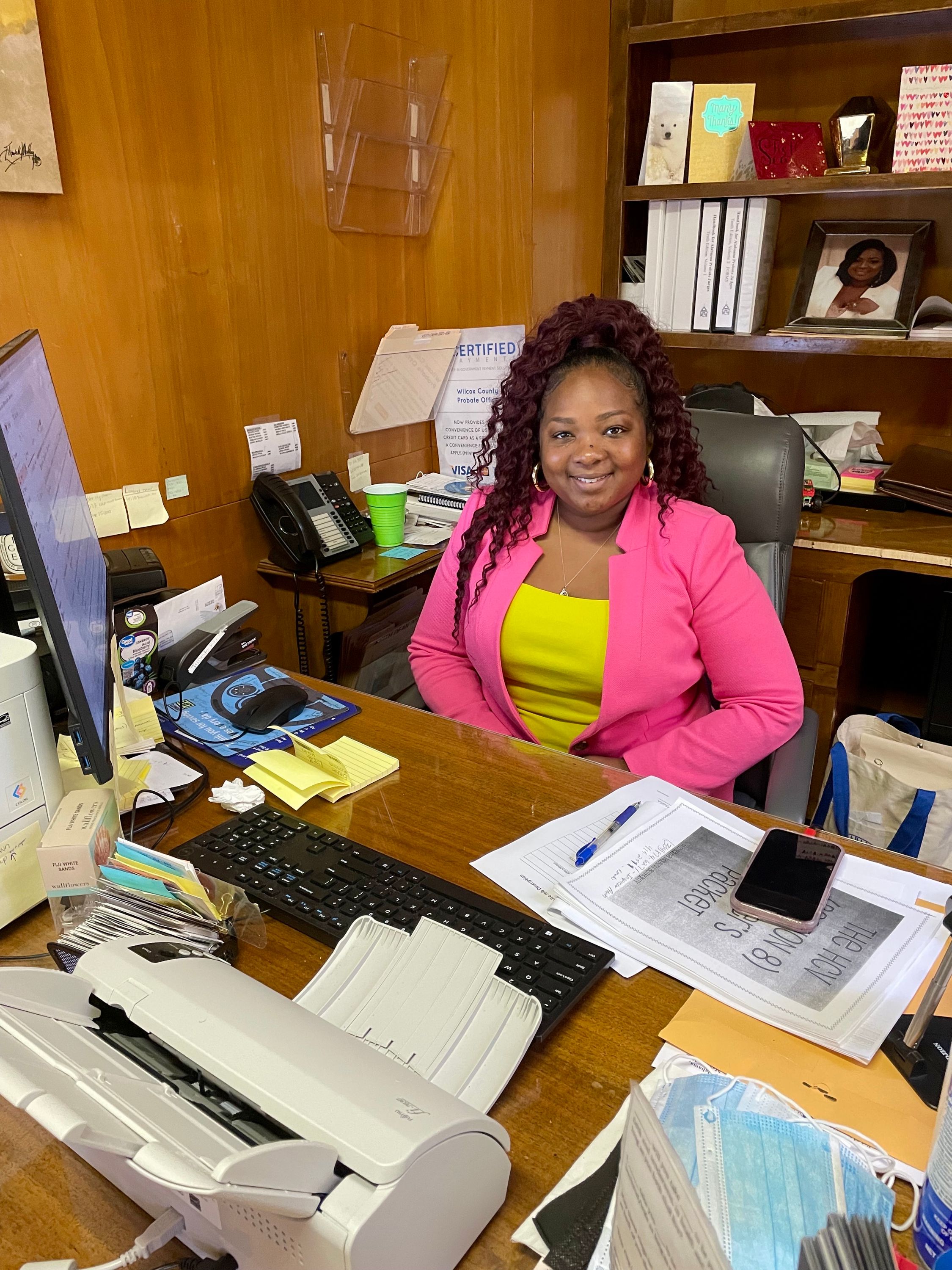 Judge Brittany Jones-Alexander sits at her desk