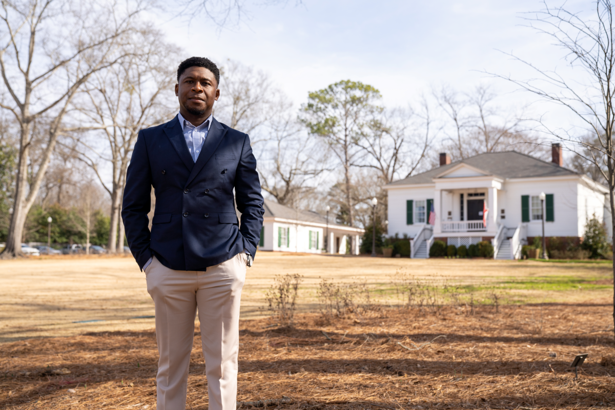 Terrance Vickerstaff stands in front of Pebble Hill