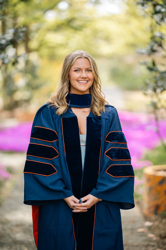 Brucie Porter in doctoral graduation regalia