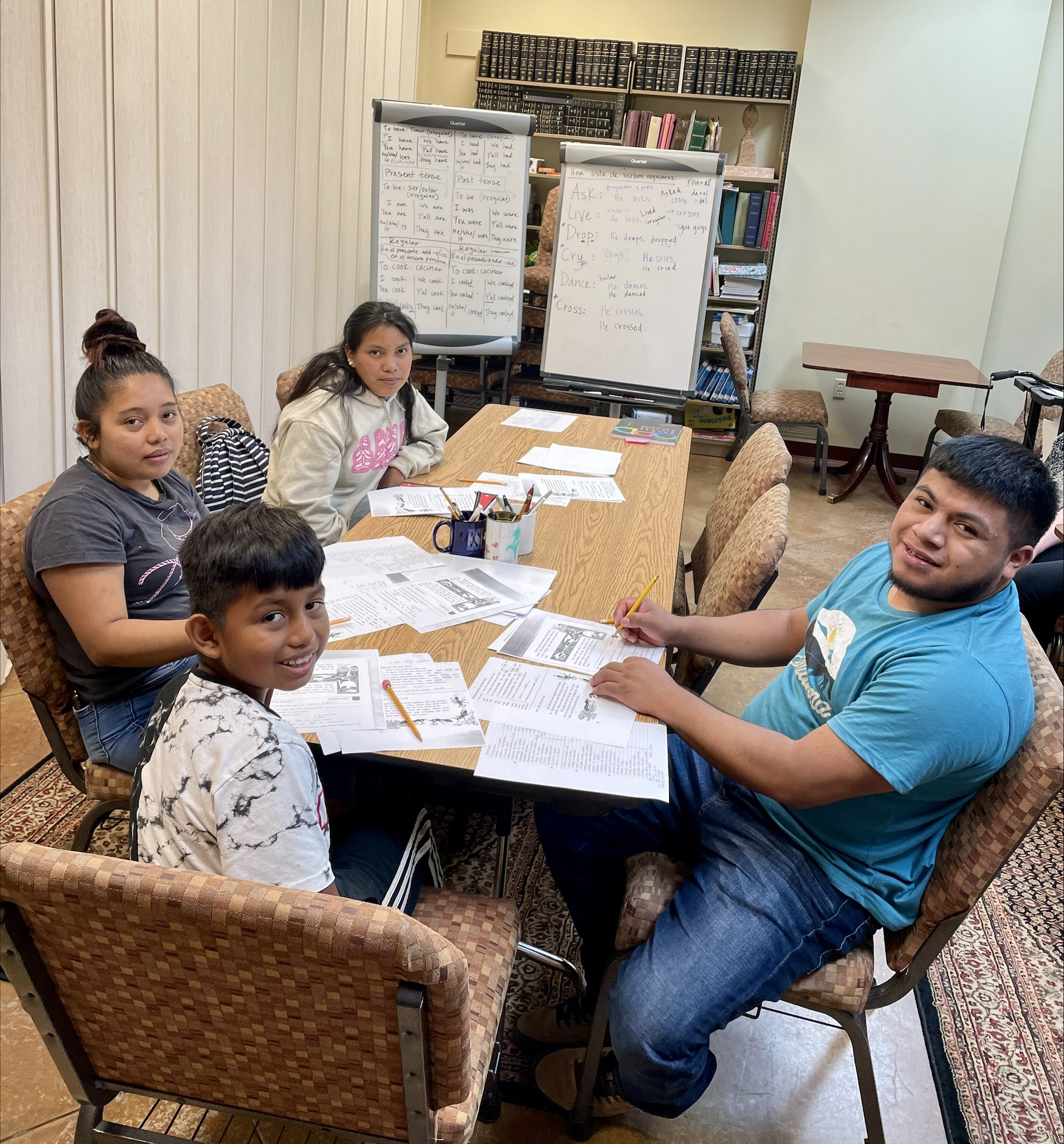 students gather at the Collinsville Public Library to learn English