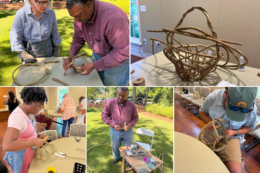collage of andrew mccall vine basket workshop