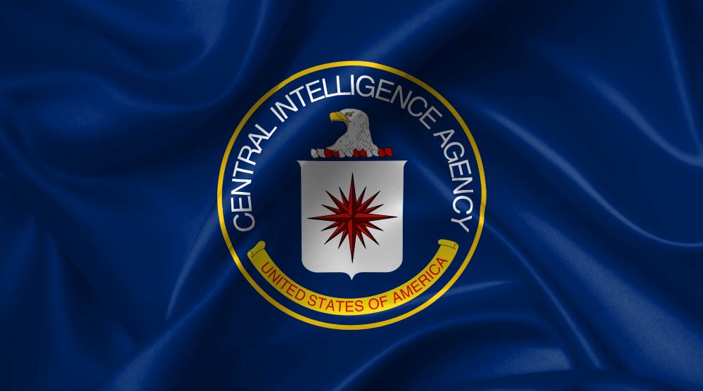 Central Intelligence Agency seal on a blue flag