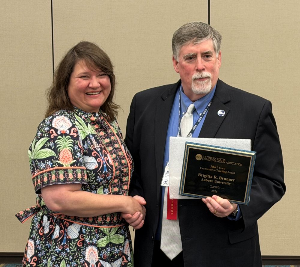 Brigitta Brunner accepting the Sisco Award for Excellence in Teaching